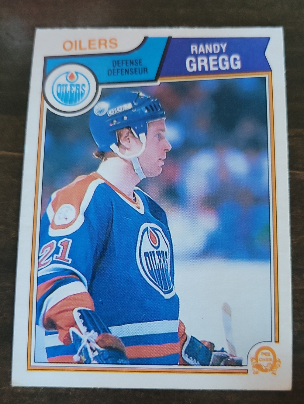 1983/84 OPC Randy Gregg Edmonton Oilers Hockey Card - Blue/Orange Trading Card